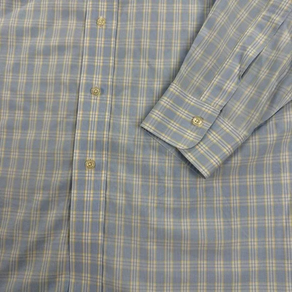 Brooks Brothers Dress Shirt Mens 16-34 Classic Fit Blue Yellow Supima Cotton - Picture 3 of 13